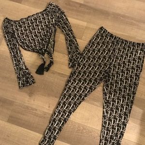 SHEIN Mesh Top and Legging Jumpsuit set